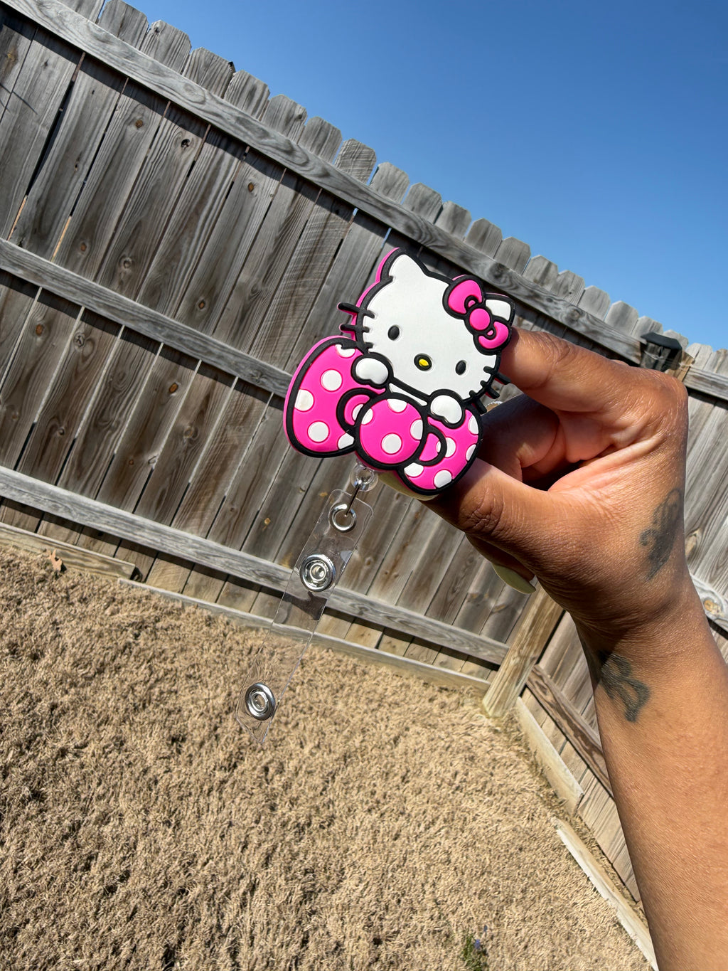 Hello Kitty Pink Bow Badge Reel